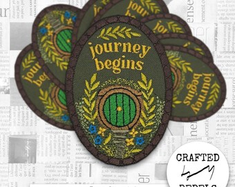 Iron On Patch Journey Begins, Fantasy Green Round Door