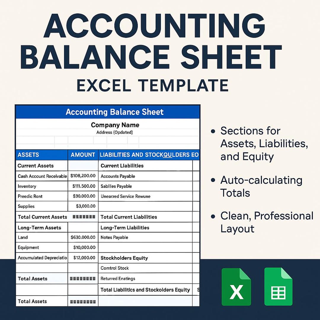 Accounting Balance Sheet Excel Template | Business Finance Tracker ...