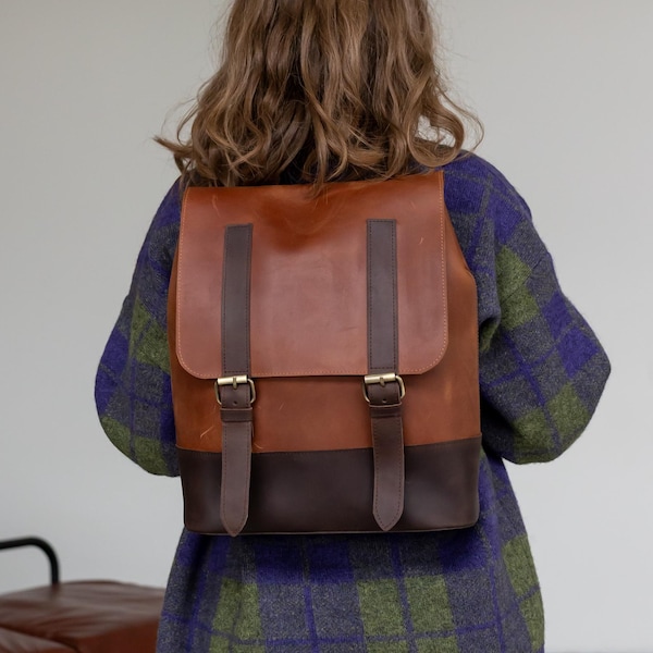 Mochila de viaje de cuero para mujer, mochila de estudiante, mochila urbana para uso diario, mochila personalizada, regalo de cumpleaños para ella, mochila de trabajo