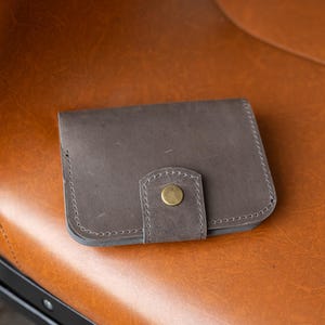 Carteira pequena de couro dobrável, carteira para cartão de crédito, porta-cartões personalizado, presente para ele, carteira empresarial com bolso frontal, presente para o dia dos pais