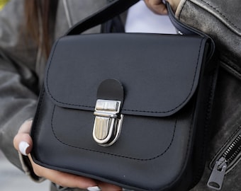 Kleine leren dameshandtas, compacte mini-crossbody, elegante schoudertas voor haar
