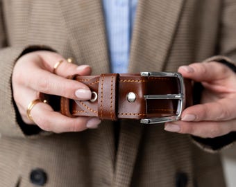 Gegraveerde damesriem, lederwaren, tailleaccessoire