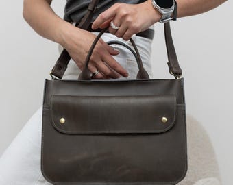 Strukturierte Ledertasche, Minimalistische Arbeits Crossbody, Büro Handtasche, Frauen Geldbörse