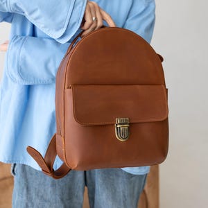 Leather mini backpack for women, small city daypack for her, everyday haversack, student backpack, birthday gift, travel backpack purse
