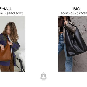 Bolso holgado de piel negra, bolso hobo de gran tamaño, bolso de hombro grande para mujer imagen 3