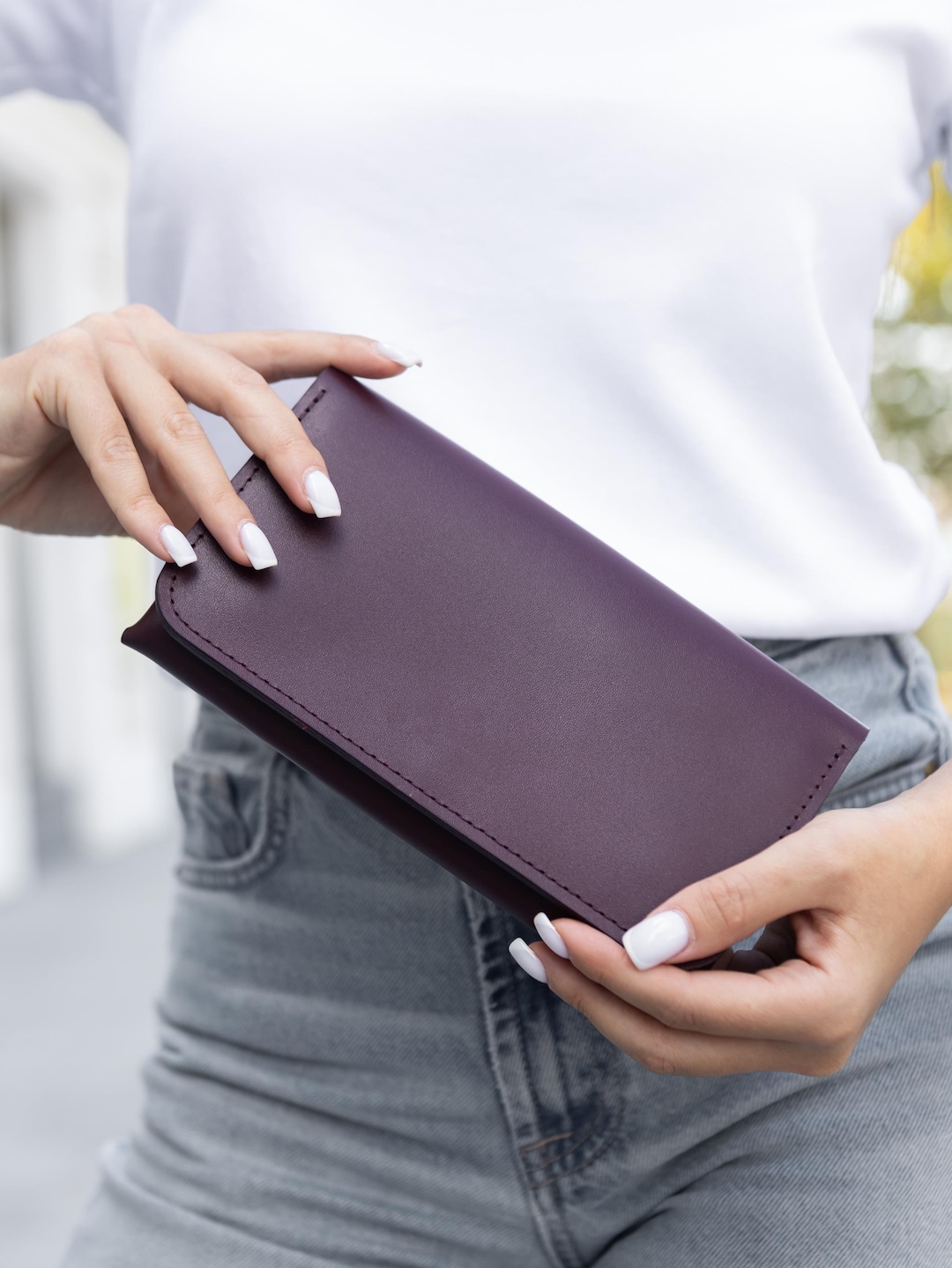 Long Burgundy Wallet, Womens Card Holder, Personalized Leather
