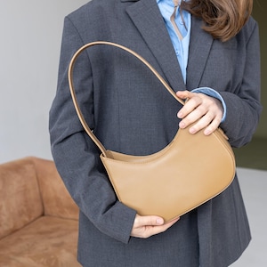Sac à bandoulière demi-lune en cuir, sac à main croissant, sac de ville avec poignée sur le dessus, mini sac élégant, cadeau pour femme, sac de soirée à fermeture éclair, cadeau de remise des diplômes