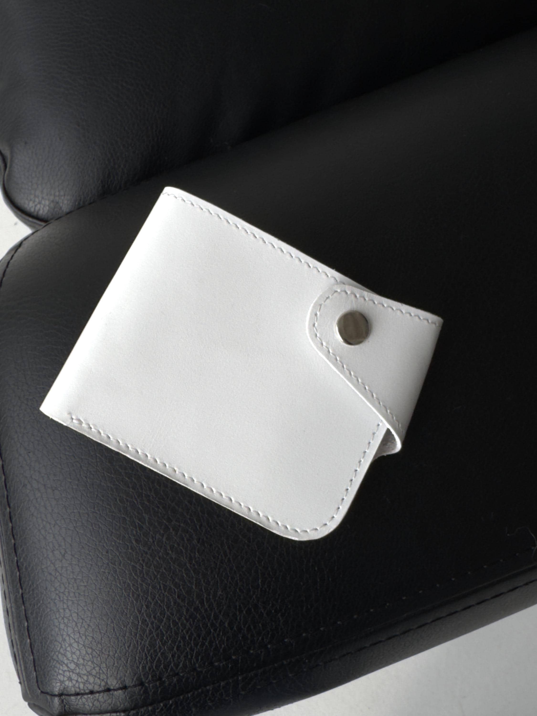 White Slim Bifold Wallet, Women Card Holder, Cash Money Wallet