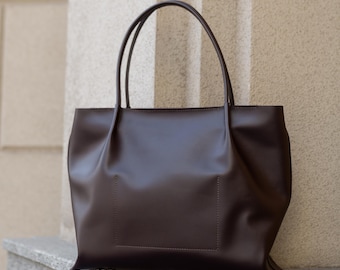 Genuine leather work bag, custom shoulder bag, large office handbag, gifts for wife