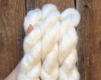 Kid Silk Cloud Yarn // Super Soft Kid Mohair and Silk // 459yds/50g // Natural // GabiesKnitGoodies