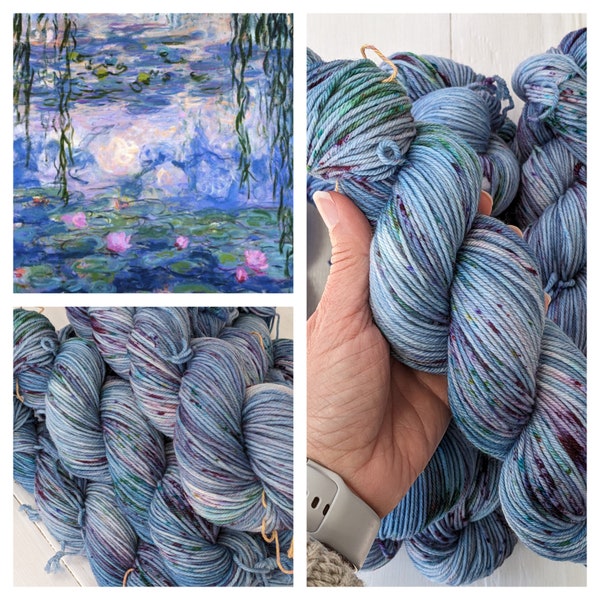 Monet Water Lilies// DK weight // 245yd/100g // hand dyed, super wash merino wool / Gabie's Knit Goodies