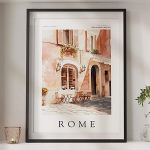 Classico poster con cornice in carta semilucida in legno, poster estetico di viaggio a Roma per la cucina o il soggiorno.