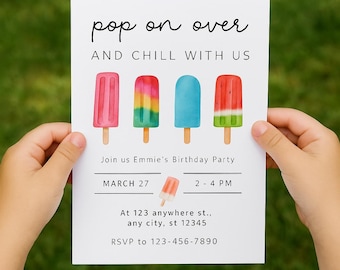 Ice Cream Birthday Invitation: Summer Popsicle Party (Digital Template)
