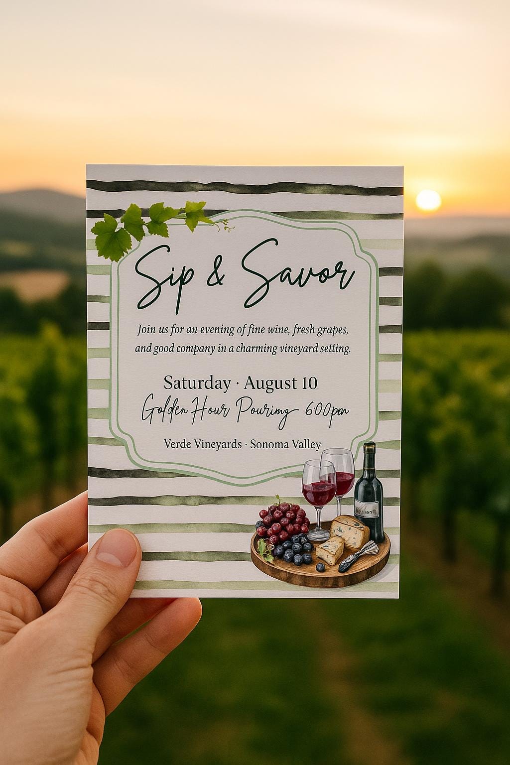 Faire-part à une dégustation de vin, modèle sur toile à siroter et à savourer, invitation à une fête dans le vignoble, soirée vin à imprimer, événement fromage et vin, téléchargement immédiat