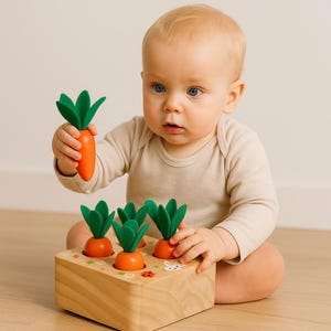 Montessori Inspired Toy, Carrot Harvest Game
