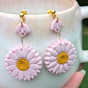 Pink flower dangle earrings