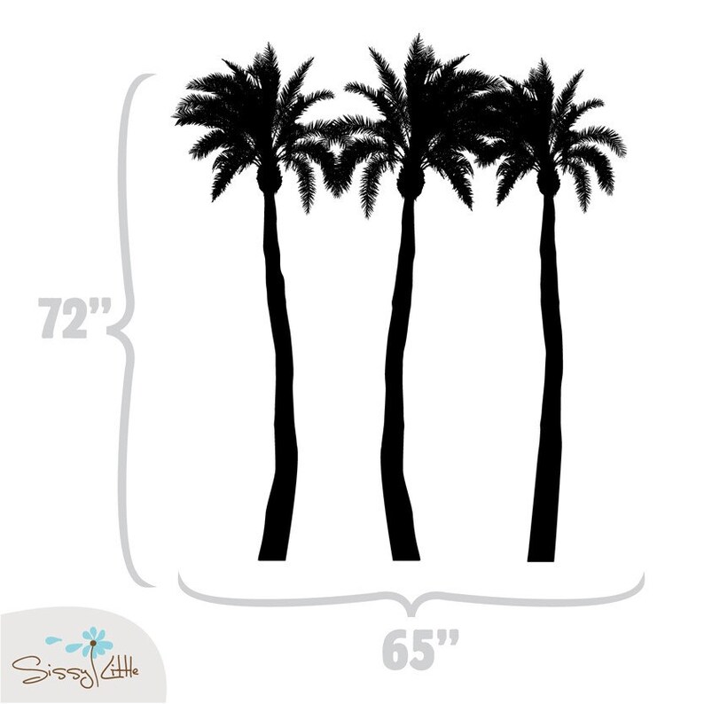 Palm Trees Set of 3 Vinyl Wall Decals Etsy