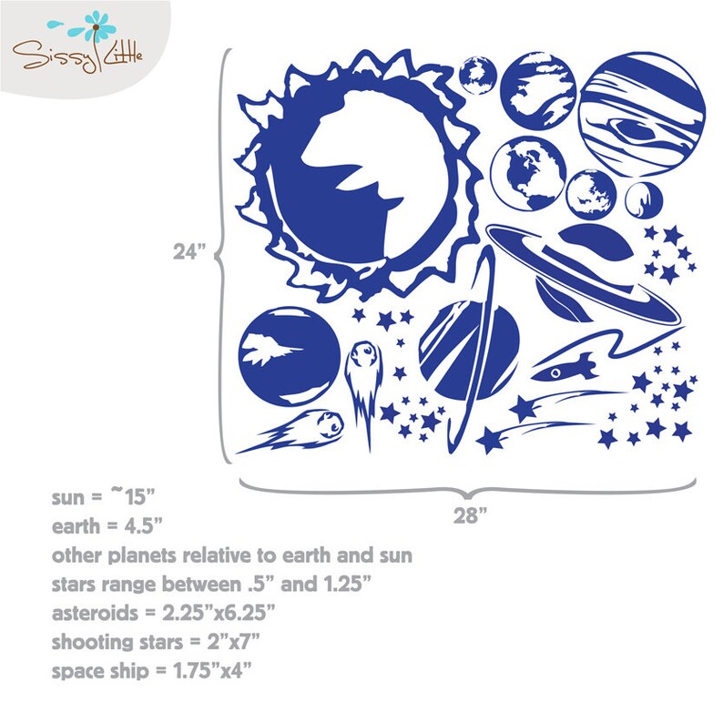 Solar System Vinyl Wall Decal Etsy Solar System Vinyl Wall Decal Etsy