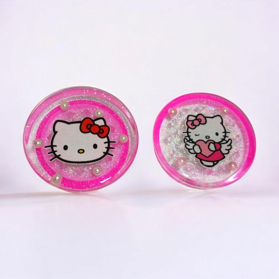 Kawaii Hello Kitty Inspired Magnetic Resin Grinder – Glitter Epoxy Herb Grinder