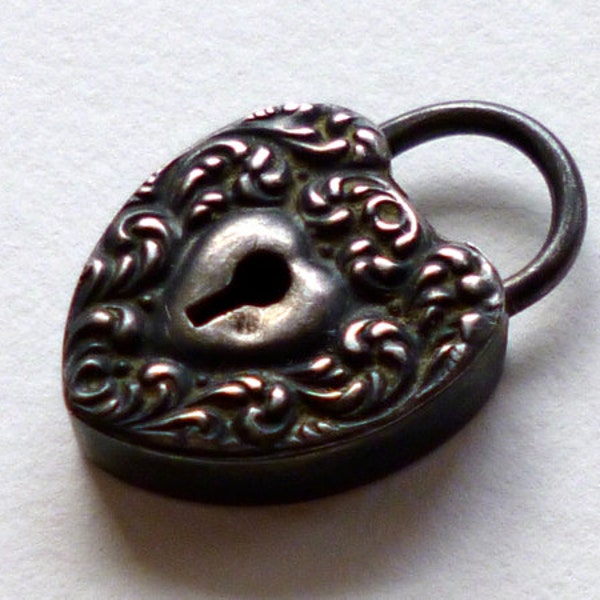 SALE Victorian Sterling Silver Charm Miniature Padlock Heart