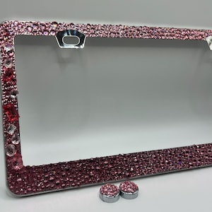 Girly Pink License Plate Frame Rhinestone