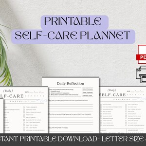 Self Care Planner and Daily Reflection, Printable PDF, Wellness Planner, Mindfulness Journal, Digital Download, Self-Care Template