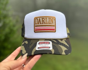 Darlin Camo Trucker Hat, Patch Hat, High Crown