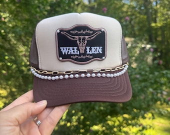 Morgan Wallen Trucker Hat with Chain: Wallen trucker hat