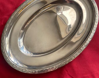 Plat ovale Art Krupp Berndorf en métal argenté vintage