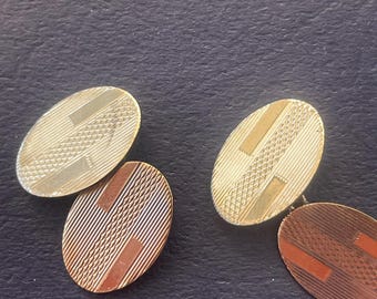 Boutons de manchette vintage pour hommes en or jaune 12 carats/12 carats