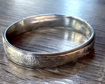 élégant bracelet manchette vintage en argent fin