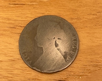 Pièce d'un penny en bronze victorien vintage 1861