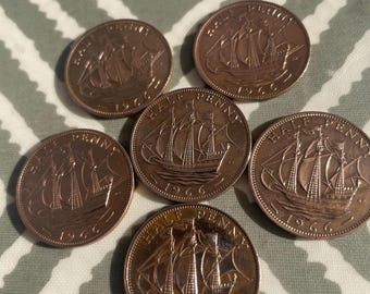 vintage 6 pièces d'un demi-penny, année de l'Angleterre en 1966, victoire de la Coupe du monde