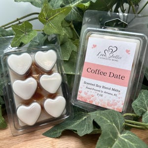 Coffee Date Wax Melts in Heart Shape Clamshell. Strong Scented