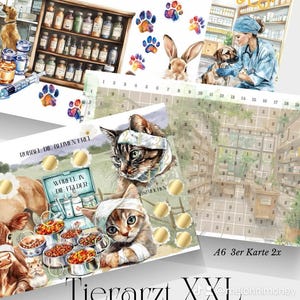 Bingo Veterinario XXXL con cartones sin patas y 2 cartones triples y colgante