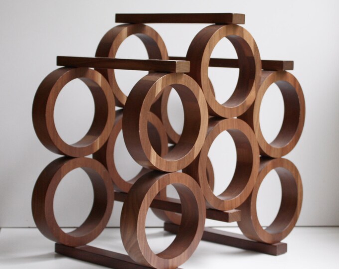 Vintage Modern Wood Wine Rack by Kustom Kraft Etsy