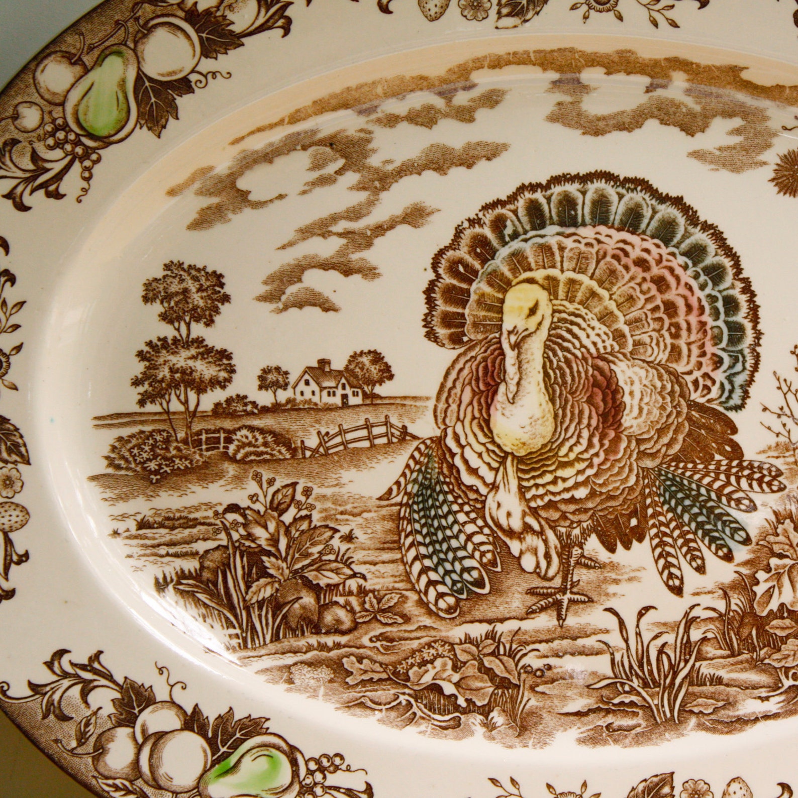 Vintage Turkey Platter / Transfer Ware Made in Japan Etsy
