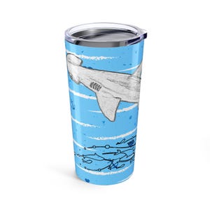 Hammerhead Shark Tumbler - Sketch-drawn artistic design