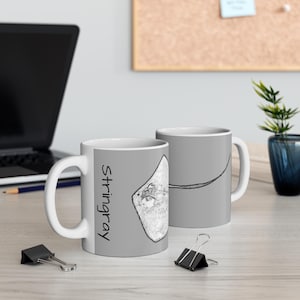 Ocean Stringray Mug - Sketch-drawn artistic ceramic design