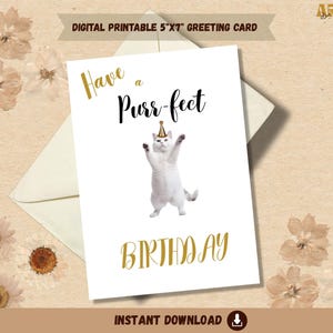 Cartão de aniversário para imprimir, cartão de aniversário de gato, cartão de aniversário engraçado, cartão de aniversário para imprimir em casa, cartão de feliz aniversário, cartão de aniversário legal, download digital