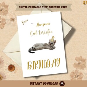 Cartão de aniversário para imprimir, cartão de aniversário de gato, cartão de aniversário engraçado, cartão de aniversário para imprimir em casa, cartão de feliz aniversário, cartão de aniversário legal, download digital