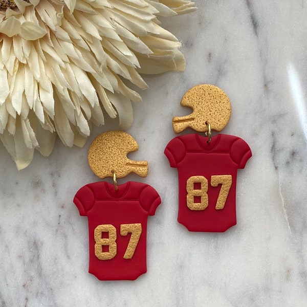 Kansas City Chiefs Travis Kelce #87 Jersey Earrings - KC Earrings - Chiefs Earrings - Kansas City Earrings - Arrowhead Earrings