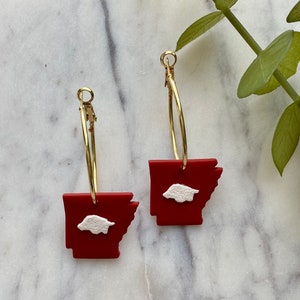 Arkansas Razorbacks Hoop Earrings - Hogs Earrings - Woo Pig Earrings