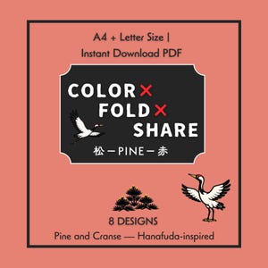 Color Fold Share: PINE-RED | Japanese Patterns 8 | A4 and Letter Printable PDF