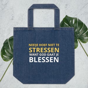 Organic denim tote bag