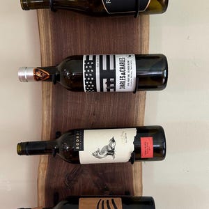 Wine Rack, Live Edge Walnut, handcrafted, rustic, wall mounted