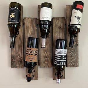 Tiered Wine Rack, handcrafted, stained, wall mounted