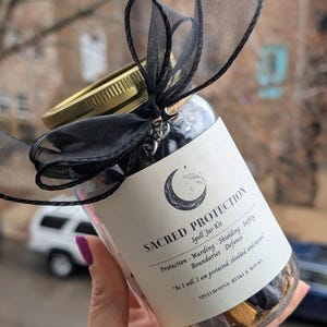 Protection Spell Jar Kit – Witch Protection Ritual Kit with Herbs, Obsidian & Candle