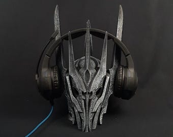 The Dark Lord Sauron Headphone Stand , Sauron Paintable Bust, Headset Stand, Gaming Room Decor