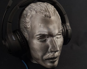 Freddie Mercury Headphone Stand, Paintable Bust, Headset Stand, Gaming Room Decor